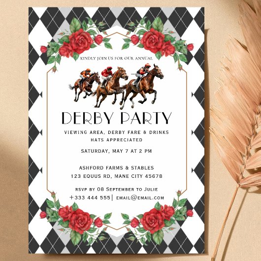 Modern Race Horse Derby Party Equestrian Invitatio 招待状