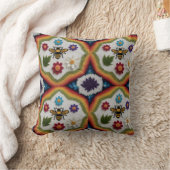 Modern Rainbow Fair Isle Knit Pattern Throw Pillow クッション (ブランケット)