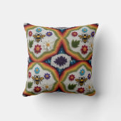 Modern Rainbow Fair Isle Knit Pattern Throw Pillow クッション (裏面)