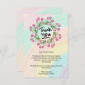 Modern Rainbow Floral Small Business Client サンキューカード (正面/裏面)