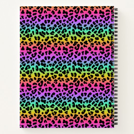 Modern Rainbow Leopard Skin Pattern Monogram ノートブック (裏面)