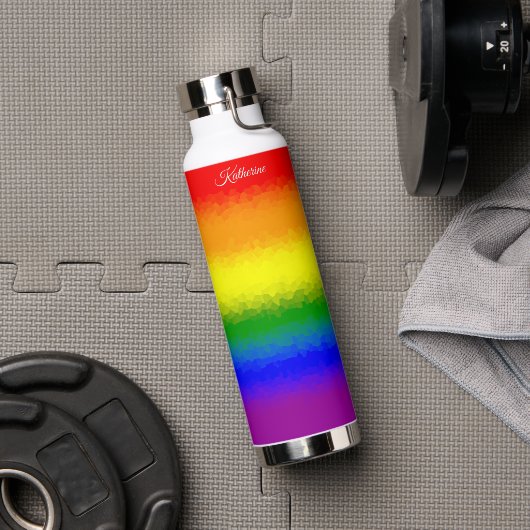 Modern Rainbow Mosaic Script Name  ウォーターボトル (ジム (回転後))