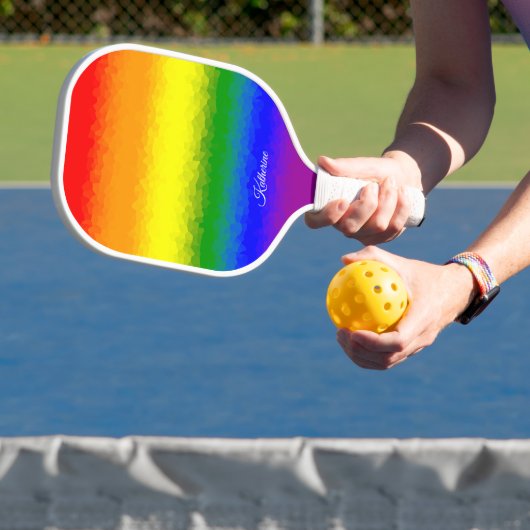 Modern Rainbow Mosaic Script Name ピックルボールラケット (インサイチュ)