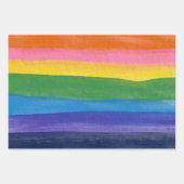 Modern Rainbow Watercolor Stripes Bright Cheerful ラッピングペーパーシート (正面2)