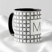 Modern Rattan Pattern Chic Black Initial Monogram マグカップ