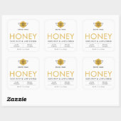 Modern Raw Honey Bee Icon Jar Product Label スクエアシール (シート)
