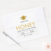 Modern Raw Honey Bee Icon Jar Product Label スクエアシール (封筒)