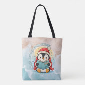 Modern Reading Penguin Aesthetic Shoulder Tote Bag トートバッグ (裏面)