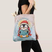 Modern Reading Penguin Aesthetic Shoulder Tote Bag トートバッグ (クローズアップ)