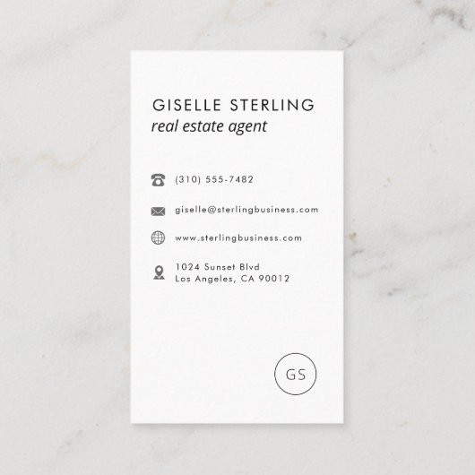Modern Real Estate Agent Black Minimalist 名刺 (裏面)