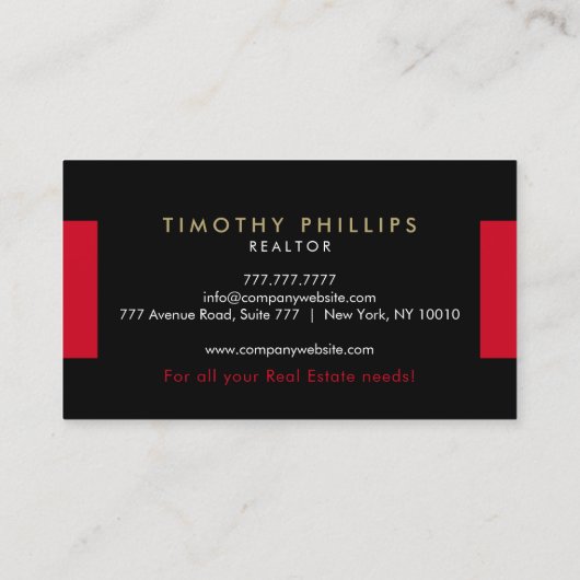 Modern Real Estate Agent Business Card  名刺 (裏面)