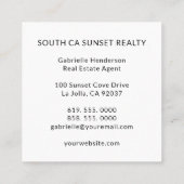 Modern Real Estate Agent Coastal Sunset Photo スクエア名刺 (裏面)