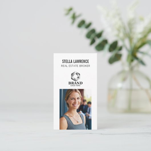 Modern Real Estate Agent Vertical Photo Logo 名刺 (スタンド正面)