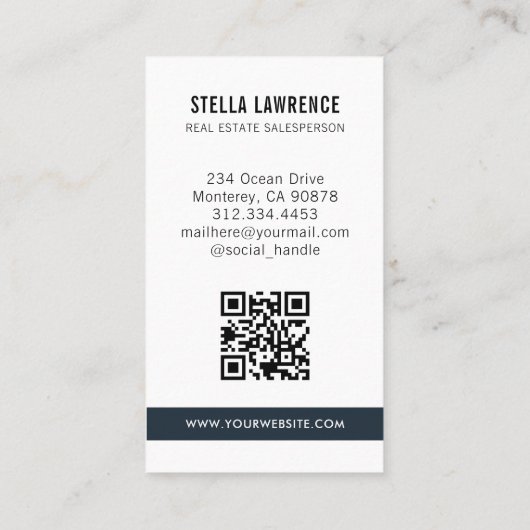 Modern Real Estate Agent Vertical Photo Logo 名刺 (裏面)