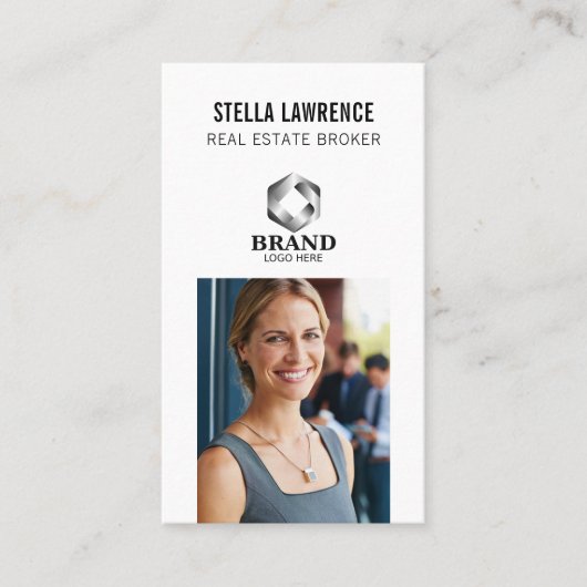 Modern Real Estate Agent Vertical Photo Logo 名刺 (正面)