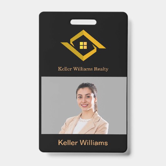 Modern Real Estate Black and gold custom logo バッジ (Front)