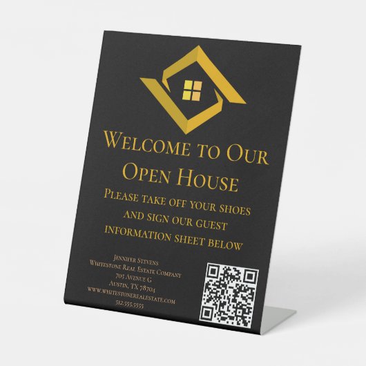 Modern Real Estate Black and gold custom logo  台座サイン (正面)