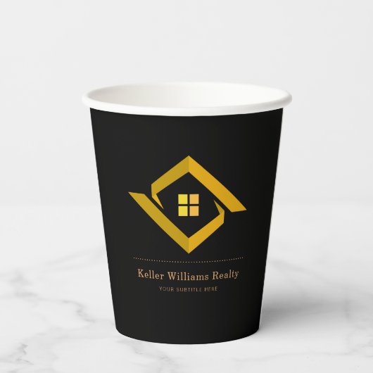 Modern Real Estate Black and gold custom logo 紙コップ (裏面)