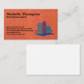 Modern Real Estate Buildings | Red Fabric Texture 名刺 (正面/裏面)