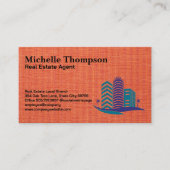 Modern Real Estate Buildings | Red Fabric Texture 名刺 (正面)