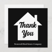 Modern Real Estate Company Custom Black サンキューカード (正面/裏面)