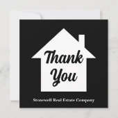 Modern Real Estate Company Custom Black サンキューカード (正面)