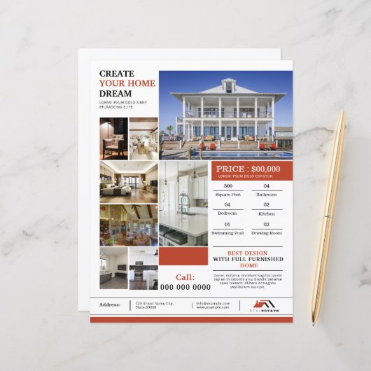 Modern Real Estate Flyer Template (正面/裏面インサイチュ)