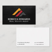 Modern Real Estate Logo | Black Texture 名刺 (正面/裏面)