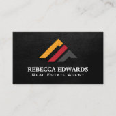 Modern Real Estate Logo | Black Texture 名刺 (正面)