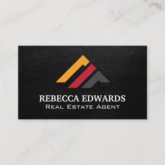 Modern Real Estate Logo | Black Texture 名刺 (正面)