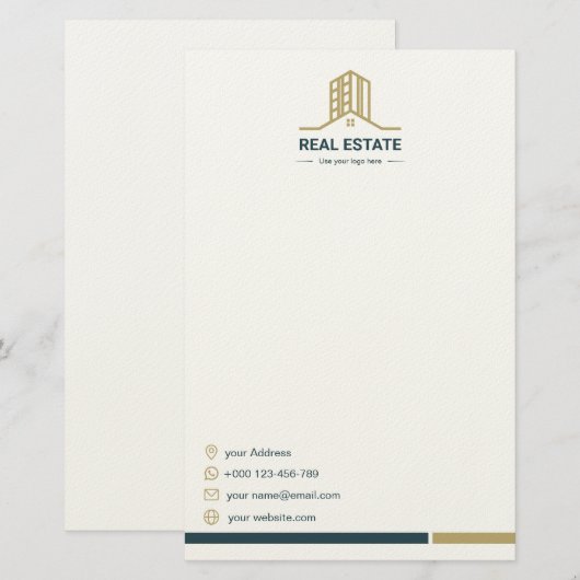 Modern Real Estate Stationery Paper 便箋 (正面/裏面)