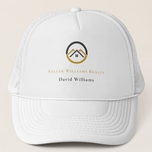 Modern Real Estate white and gold custom logo  キャップ (正面)