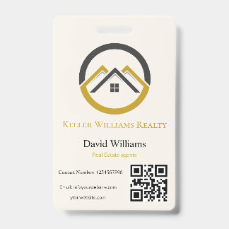 Modern Real Estate white and gold custom logo  バッジ