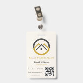 Modern Real Estate white and gold custom logo バッジ (Back with Clip)
