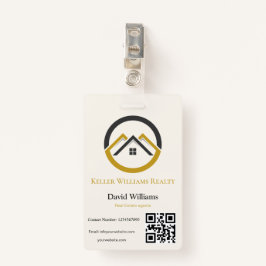 Modern Real Estate white and gold custom logo  バッジ