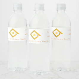 Modern Real Estate white and gold custom logo  ペットボトルラベル