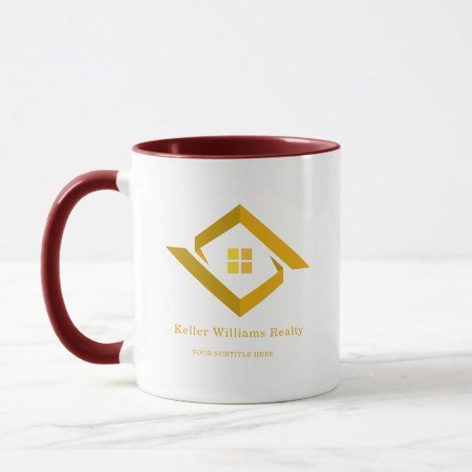 Modern Real Estate white and gold custom logo  マグカップ (左)