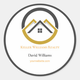 Modern Real Estate white and gold custom logo  ラウンドシール