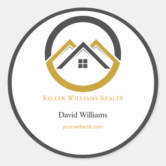 Modern Real Estate white and gold custom logo  ラウンドシール (正面)