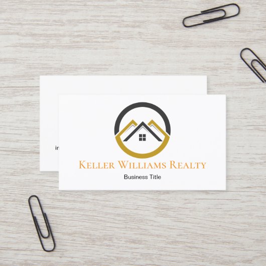 Modern Real Estate white and gold custom logo  名刺 (正面/裏面インサイチュ)