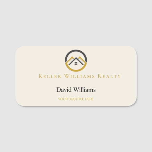 Modern Real Estate white and gold custom logo  名札 (正面)