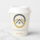 Modern Real Estate white and gold custom logo  紙コップ (正面)