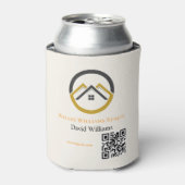 Modern Real Estate white and gold custom logo  缶クーラー (缶正面)