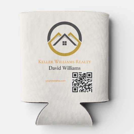 Modern Real Estate white and gold custom logo  缶クーラー (裏面)