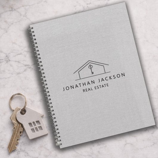 Modern Realtor Home Logo Gray Faux Linen プランナー手帳