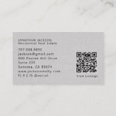 Modern Realtor Home Logo Gray Faux Linen 名刺 (裏面)