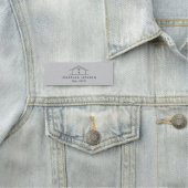 Modern Realtor Home Logo Gray Faux Linen 名札 (インサイチュ)