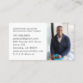 Modern Realtor Home Logo Photo Gray Faux Linen 名刺 (裏面)