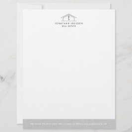Modern Realtor Letterhead Gray Faux Linen Edge レターヘッド