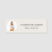 Modern Realtor Name Badge with Photo Arch Elegant 名札 (正面)